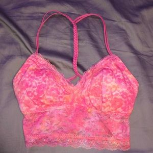 Orange & pink floral printed bralette top